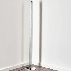 Lampadaire Flaut Led Chrome, 1 Lumiere, Telecommandes, Changeur De Couleurs