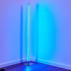 Lampadaire Flaut Led Chrome, 1 Lumiere, Telecommandes, Changeur De Couleurs