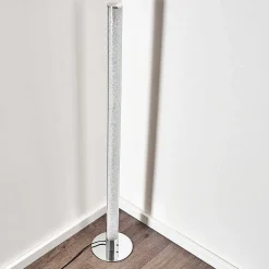 Lampadaire Flaut Led Chrome, 1 Lumiere, Telecommandes, Changeur De Couleurs