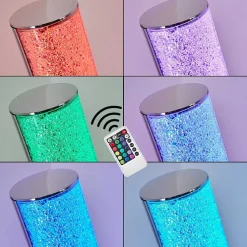 Lampadaire Flaut Led Chrome, 1 Lumiere, Telecommandes, Changeur De Couleurs