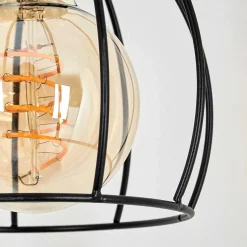 Lampadaire Gondo Bois Clair, Noir, 2 Lumieres