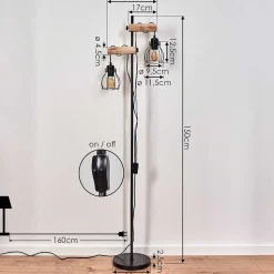 Lampadaire Gondo Ecru, Noir, 2 Lumieres