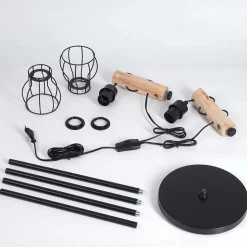 Lampadaire Gondo Ecru, Noir, 2 Lumieres