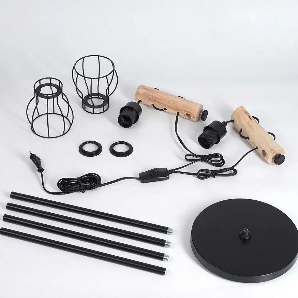 Lampadaire Gondo Ecru, Noir, 2 Lumieres