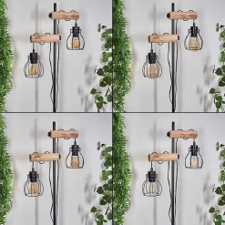 Lampadaire Gondo Ecru, Noir, 2 Lumieres