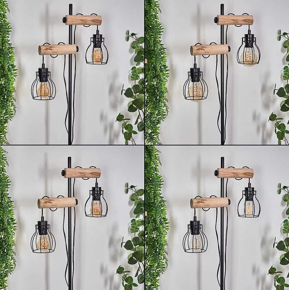 Lampadaire Gondo Ecru, Noir, 2 Lumieres