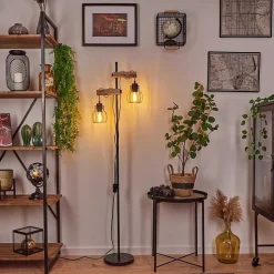 Lampadaire Gondo Ecru, Noir, 2 Lumieres