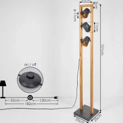 Lampadaire Gressot Brun, Gris, 3 Lumieres