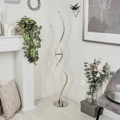 Lampadaire Henrichemont Led Chrome, Nickel Mat, 1 Lumiere