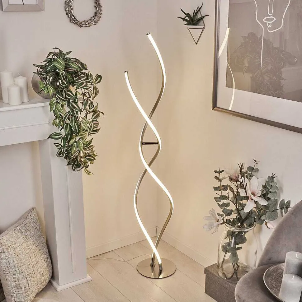 Lampadaire Henrichemont Led Chrome, Nickel Mat, 1 Lumiere