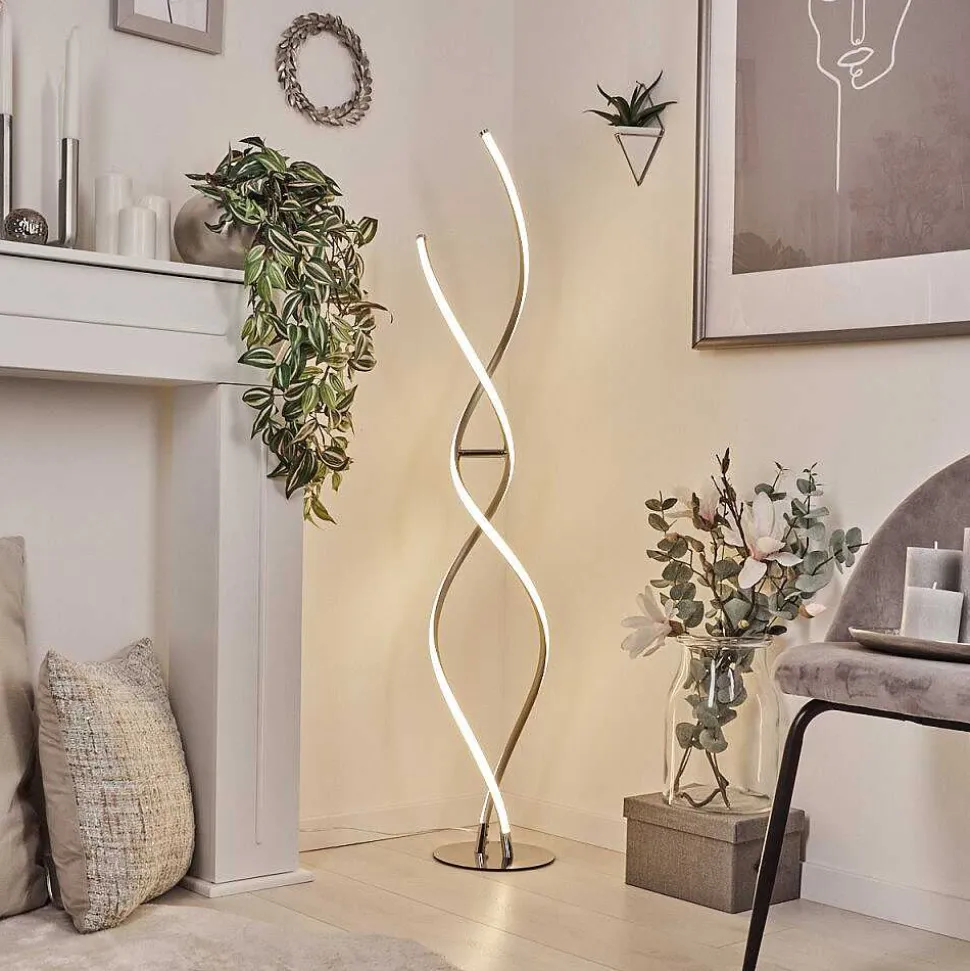 Lampadaire Henrichemont Led Chrome, Nickel Mat, 1 Lumiere