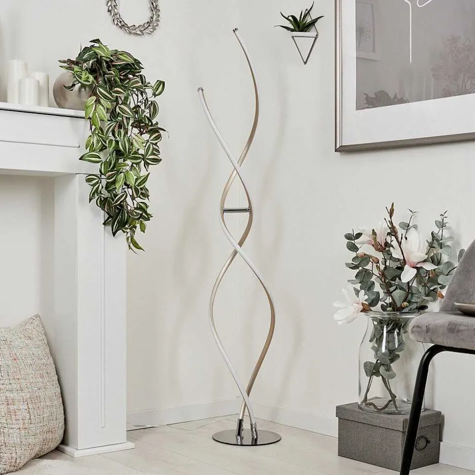 Lampadaire Henrichemont Led Chrome, Nickel Mat, 1 Lumiere