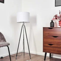 Lampadaire Honoa Chrome, Noir, 1 Lumiere