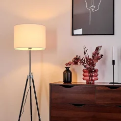 Lampadaire Honoa Chrome, Noir, 1 Lumiere