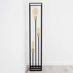 Lampadaire Ibusuki Or, Laiton, Noir, 3 Lumieres