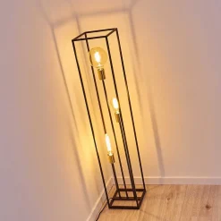 Lampadaire Ibusuki Or, Laiton, Noir, 3 Lumieres