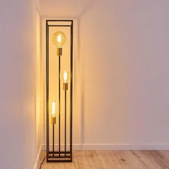 Lampadaire Ibusuki Or, Laiton, Noir, 3 Lumieres