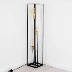 Lampadaire Ibusuki Or, Laiton, Noir, 3 Lumieres