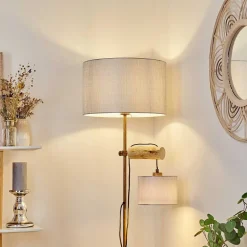 Lampadaire Jagualito Ecru, Rouille, 2 Lumieres