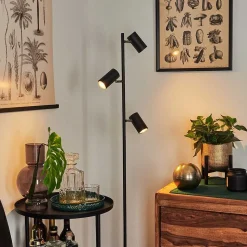 Lampadaire Javel Chrome, Noir, 3 Lumieres