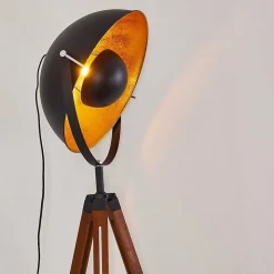 Lampadaire Jupiter Brun, Bois Fonce, Noir, 1 Lumiere