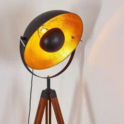 Lampadaire Jupiter Brun, Bois Fonce, Noir, 1 Lumiere