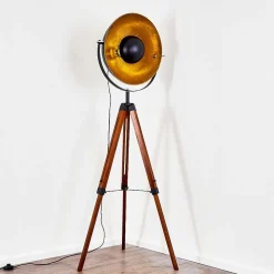 Lampadaire Jupiter Brun, Bois Fonce, Noir, 1 Lumiere