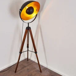 Lampadaire Jupiter Brun, Bois Fonce, Noir, 1 Lumiere