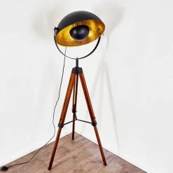 Lampadaire Jupiter Brun, Bois Fonce, Noir, 1 Lumiere