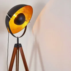 Lampadaire Jupiter Brun, Bois Fonce, Noir, 1 Lumiere