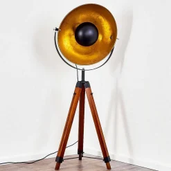 Lampadaire Jupiter Brun, Bois Fonce, Noir, 1 Lumiere