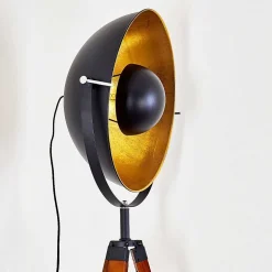 Lampadaire Jupiter Brun, Bois Fonce, Noir, 1 Lumiere