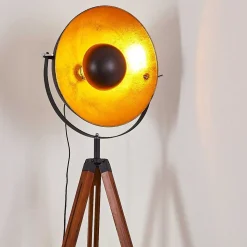 Lampadaire Jupiter Brun, Bois Fonce, Noir, 1 Lumiere