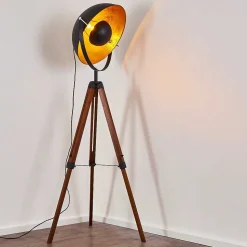 Lampadaire Jupiter Brun, Bois Fonce, Noir, 1 Lumiere