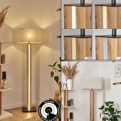 Lampadaire Kyneton Led Ecru, Noir, 2 Lumieres