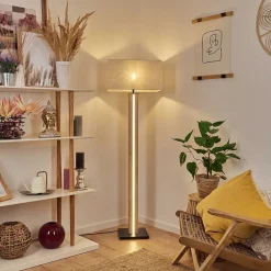 Lampadaire Kyneton Led Ecru, Noir, 2 Lumieres