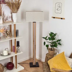 Lampadaire Kyneton Led Ecru, Noir, 2 Lumieres