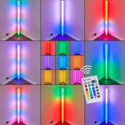 Lampadaire Led Rgb Globo Rocky Argente, 1 Lumiere, Telecommandes, Changeur De Couleurs