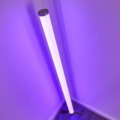 Lampadaire Led Rgb Globo Rocky Argente, 1 Lumiere, Telecommandes, Changeur De Couleurs