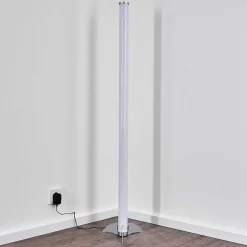 Lampadaire Led Rgb Globo Rocky Argente, 1 Lumiere, Telecommandes, Changeur De Couleurs