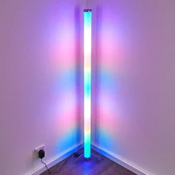 Lampadaire Led Rgb Globo Rocky Argente, 1 Lumiere, Telecommandes, Changeur De Couleurs