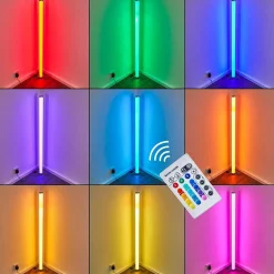 Lampadaire Led Rgb Globo Rocky Argente, 1 Lumiere, Telecommandes, Changeur De Couleurs