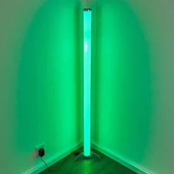 Lampadaire Led Rgb Globo Rocky Argente, 1 Lumiere, Telecommandes, Changeur De Couleurs