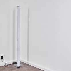 Lampadaire Led Rgb Globo Rocky Argente, 1 Lumiere, Telecommandes, Changeur De Couleurs