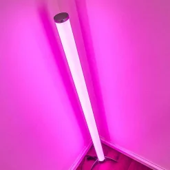 Lampadaire Led Rgb Globo Rocky Argente, 1 Lumiere, Telecommandes, Changeur De Couleurs