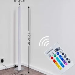 Lampadaire Led Rgb Globo Rocky Argente, 1 Lumiere, Telecommandes, Changeur De Couleurs