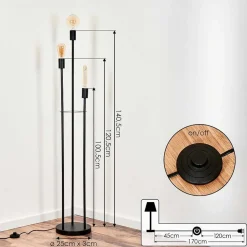 Lampadaire Maiford Noir, 3 Lumieres