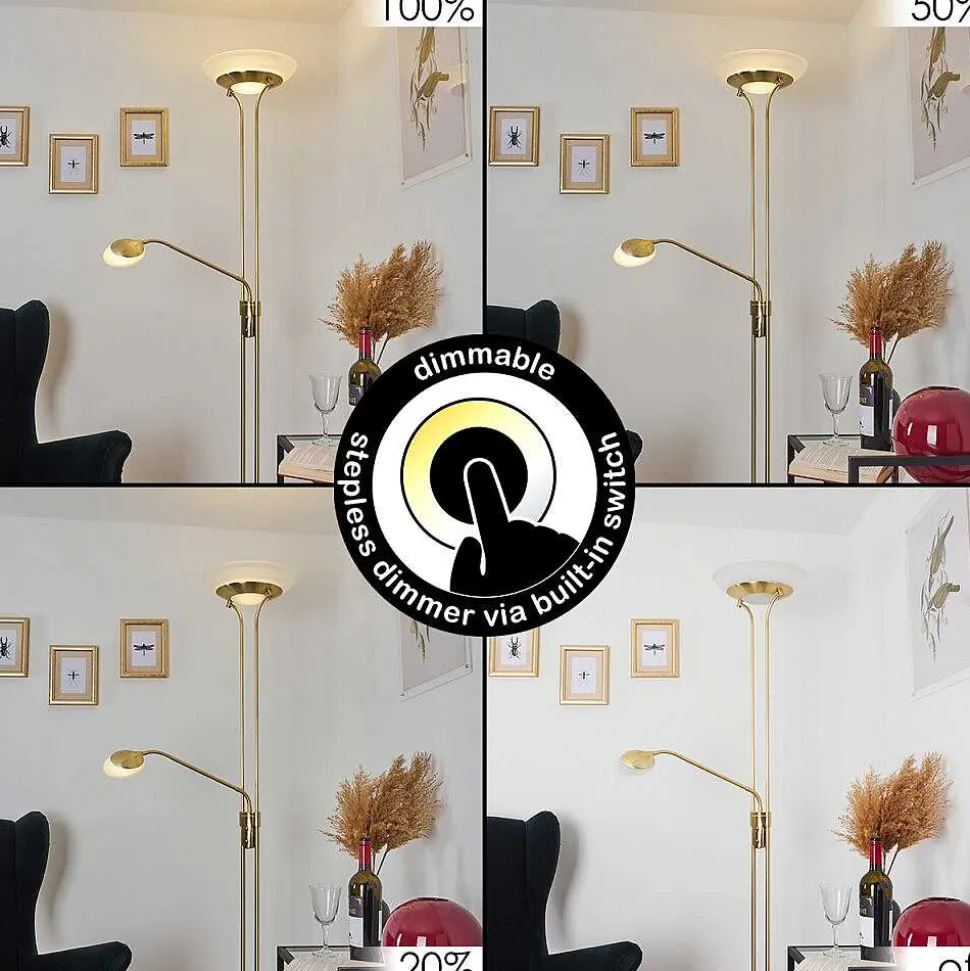 Lampadaire Mairoa Led Laiton, 2 Lumieres