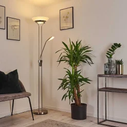 Lampadaire Mairoa Led Nickel Mat, 2 Lumieres