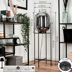 Lampadaire Manzano Noir, 1 Lumiere